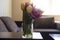 Bouquet of beautiful spring tulips in the room decoration