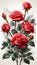 bouquet of beautifully illustrated red roses against a light background
