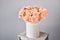 Bouquet of carnation flowers peach color. Spring background. Clove bunch present for Mothers Day.