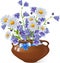 Bouquet of chamomile flowers and Campanula bell