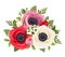 Bouquet of colorful anemone flowers. Vector illustration.