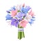 Bouquet of colorful bluebell flowers. Vector illustration.