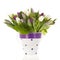 Bouquet colorful tulips in bucket