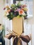 Bouquet of colourful Flowers in brown paper wrap