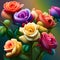 Bouquet of colourful roses, in rainbow colours, LGBTQ+ concept