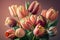 Bouquet of colourful tulips. For easter and spring greeting cards. Ai generated