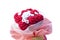Bouquet of crochet roses made from yarn  Valentine\\\'s day isolated on white background included clipping path.