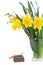 Bouquet of daffodils with catkins