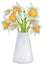 Bouquet of daffodils in a vase. Spring flowers. Watercolor botanical illustration. Birthday, Mother\\\'s Day.