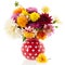 Bouquet Dahlias in red vase