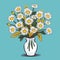 Bouquet of daises in a vase. Spring bouquet. Vector