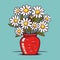 Bouquet of daises in a vase. Spring bouquet. Vector