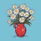 Bouquet of daises in a vase. Spring bouquet. Vector