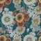 Bouquet different flowers gerbera. Seamless pattern.