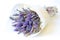 A bouquet of dried flowers of cereals cotton lavender on a white background