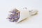 A bouquet of dried flowers of cereals cotton lavender on a white background