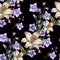 Bouquet Field Flowers of Watercolor. Handiwork Seamless Pattern on a Black Background.