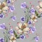 Bouquet Field Flowers of Watercolor. Handiwork Seamless Pattern on a Gray Background.