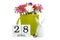 Bouquet of flowers, calendar with  date of April 28 and rabbit