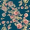 Bouquet flowers dahlia watercolor seamless pattern