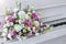 Bouquet of flowers. Flower Arrangement: Roses, Eustomas, Alstroemeria