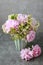 Bouquet of flowers: peony, matricaria and serruria florida blushing bride