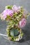 Bouquet of flowers: peony, matricaria and serruria florida blushing bride