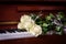 A bouquet of flowers on the piano keys