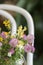 Bouquet from fresh wild flowers. Rustic romantic still life.