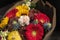 Bouquet of gerberas, carnations and other pink flowers.