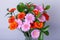 Bouquet of gerberas. Pink, orange and red gerbera in a vase.