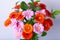 Bouquet of gerberas. Pink, Orange and Red gerbera on a white background.