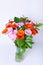 Bouquet of gerberas. Pink, Orange and Red gerbera on a white background.