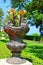 The bouquet of golden tulips in vase decorates the Bahai Garden, Haifa, Israel