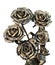 A bouquet of handmade roses that are forged from metal