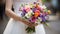 bouquet holding wedding flowers background