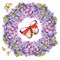 Bouquet hydrangea flower , butterflies garland watercolor