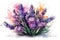 Bouquet of lavender flowers, Watercolor, Radiant and lush