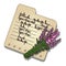 Bouquet lavender and note with recipe. Vector