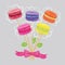 Bouquet of macaroon on sticks Vector illustration.