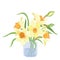 Bouquet narcissus in a vase isolated vector clipart illustration of spring narcissus flowers