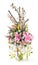 Bouquet of orchid and lily in glass vase