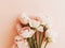 Bouquet pale pink ranunculus flowers light background
