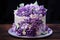 Bouquet pastries, white cake with purple flowers