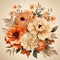Bouquet of peonies of color copper terracotta. Wedding card in dark vintage color. Generative AI
