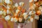 A bouquet Physalis of dried flowers on blurred background