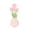 Bouquet of Pink Asters in Vase. Decorative floral design elements. Floral and Interior design concept. Vector Illustration