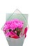 Bouquet pink chrysanthemums white background