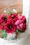 Bouquet of pink fuchsia wild flowers dahlias and Phlox