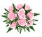 Bouquet of pink roses with fern and gypsophila. Ve